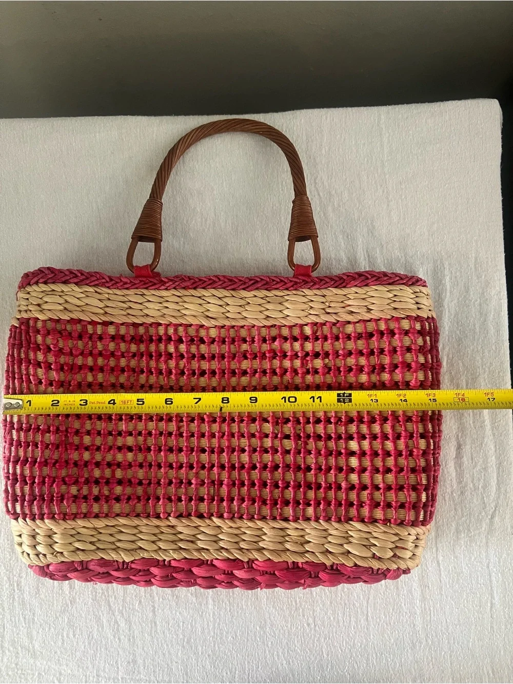 Vintage The Sak Original Pink & Natural Woven Straw Tote Beach Market Bag - Picture 7 of 8